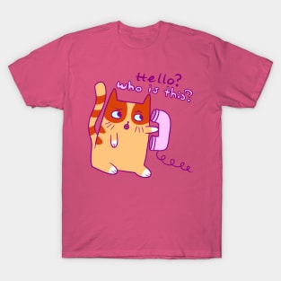 Hello? Who is This? Orange cat T-Shirt